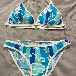 Floral Blue and White Bikini Set